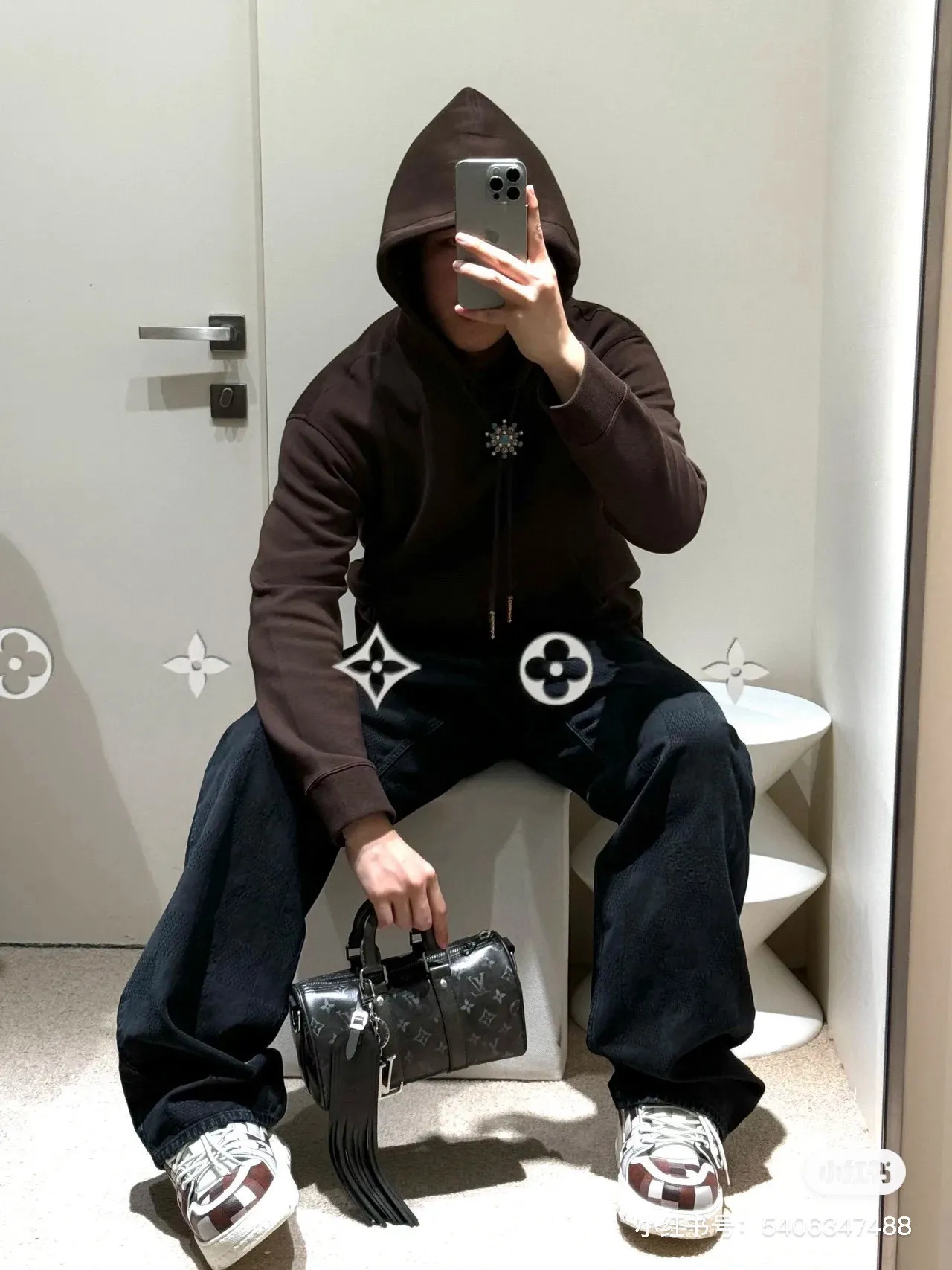 Louis Vuitton/Louis Vuitton dark checkerboard jeans